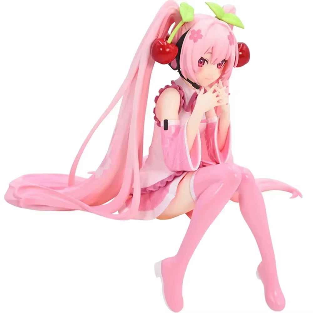 12Cm Hatsune Miku Anime Figure Pink Dress PVC Model Action Toys Cherry Pink Cherry Blossom Decoration Collect for Birthday Gift