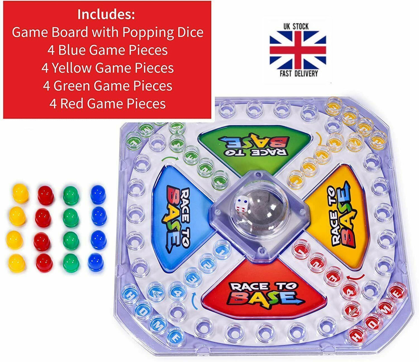 RACE to BASE BOARD GAME POP a DICE FUN FAMILY KIDS XMAS GIFT TOY
