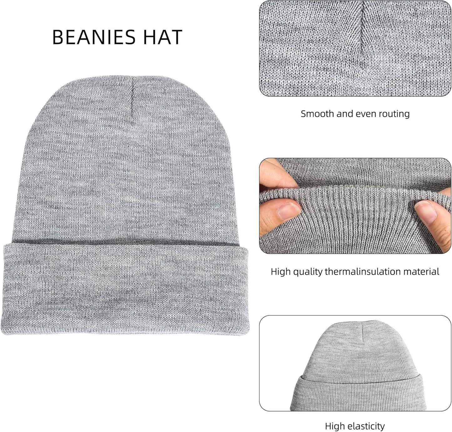 Unisex Beanie Cap Knitted Warm Solid Color and Multi-Color Multi-Packs