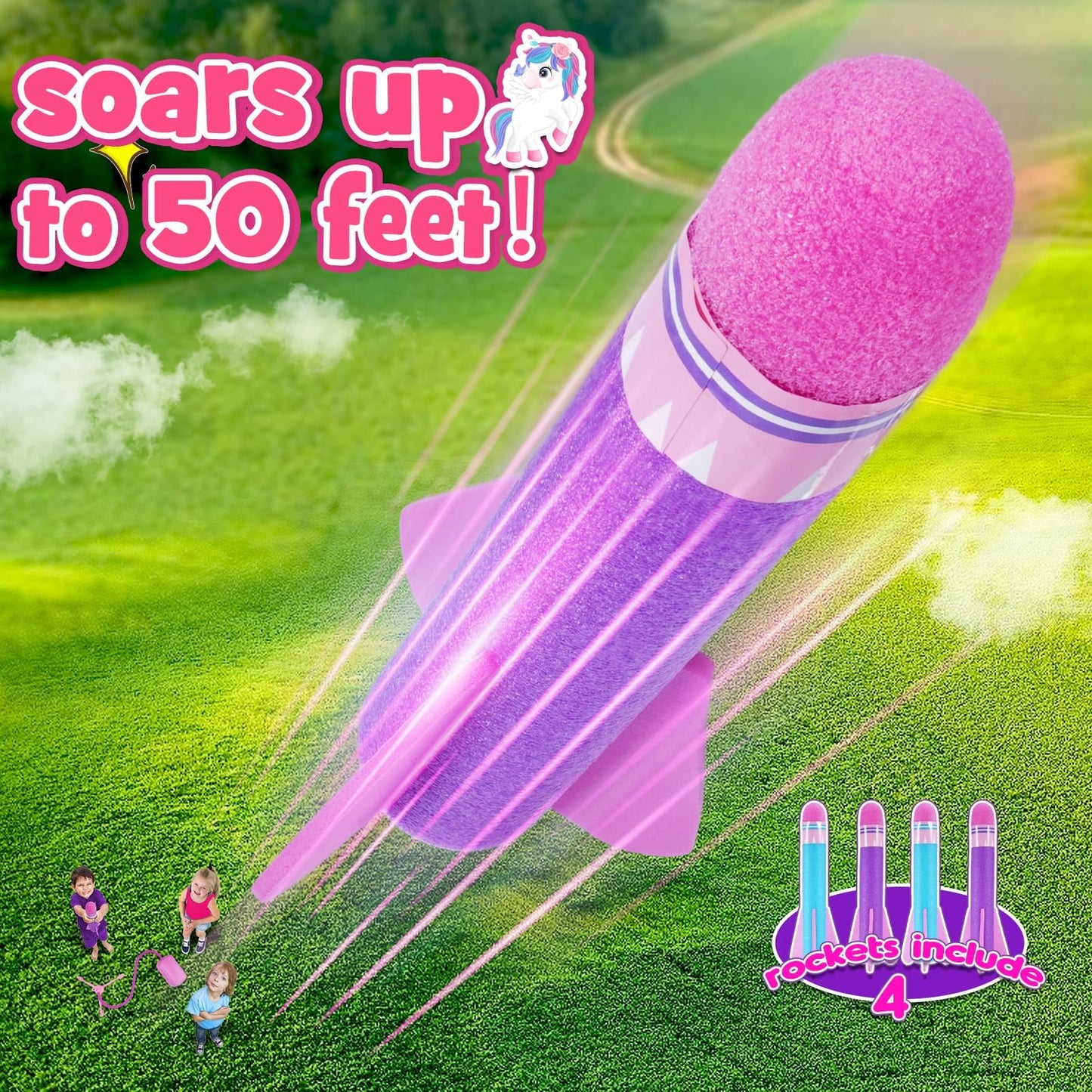 Happygolucky Girls Toys Age 3-12, Rocket Toy Launcher for Kids Toys for 3-10