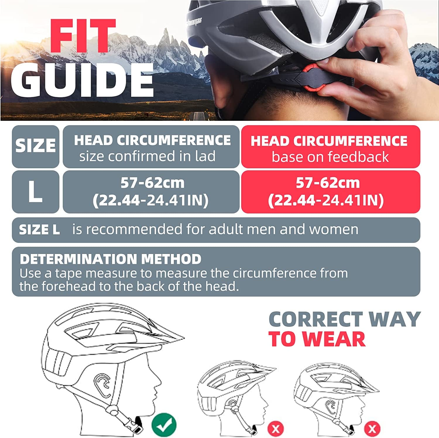 Bike Helmet, CPSC/CPC Bike Helmet for Adult Men Women with Magnetic Goggles&Led Back Light Cycling Helmet Adjustable SM-T69