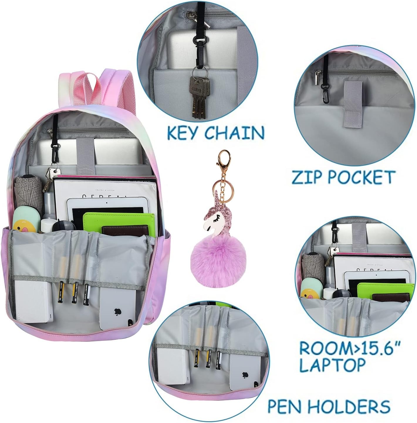 Middle School Backpack for Girls - Elementary School Bookbag for Teen Girls