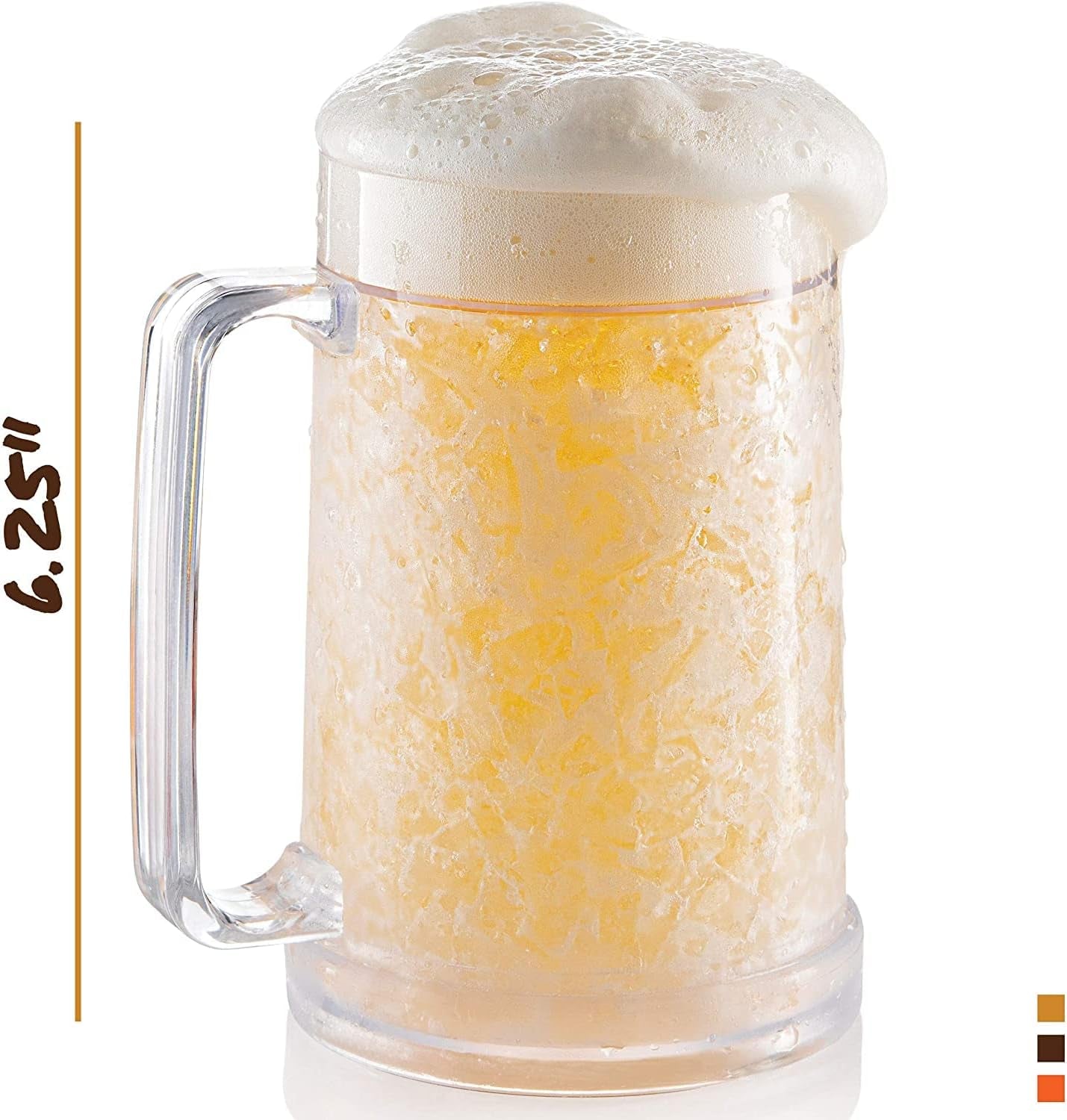 Beer Mugs for Freezer, Double Wall Insulated Plastic Glasses – Freezer Mugs, 16 Oz – Perfect Frozen Beer Mugs for Home Bar Accessories, Gifts for Men, 1 Pack