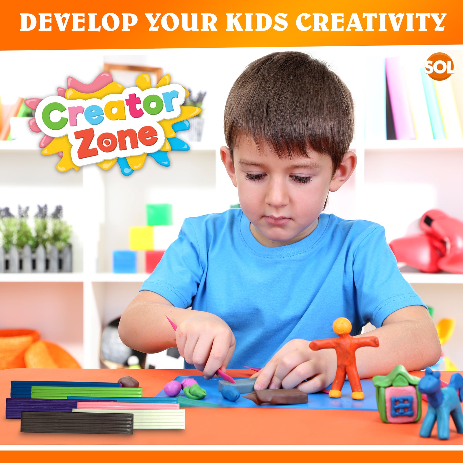 16Pk Kids Modelling Clay Set 16 Colours Plasticine Putty Strips Children Craft