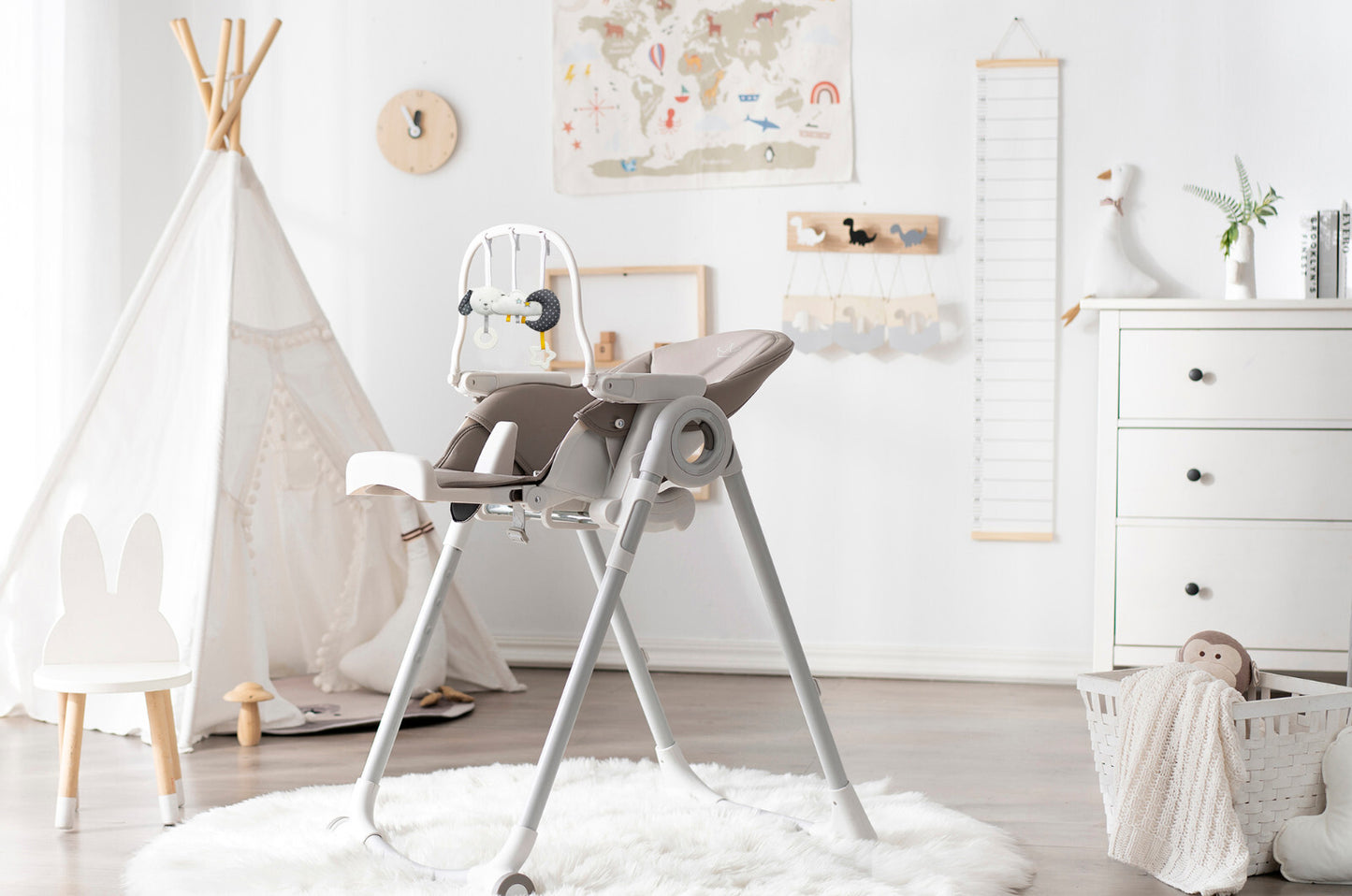 3-In-1 High Chair for Baby Kids Seat Highchair with Activity Toys - Grey/ White