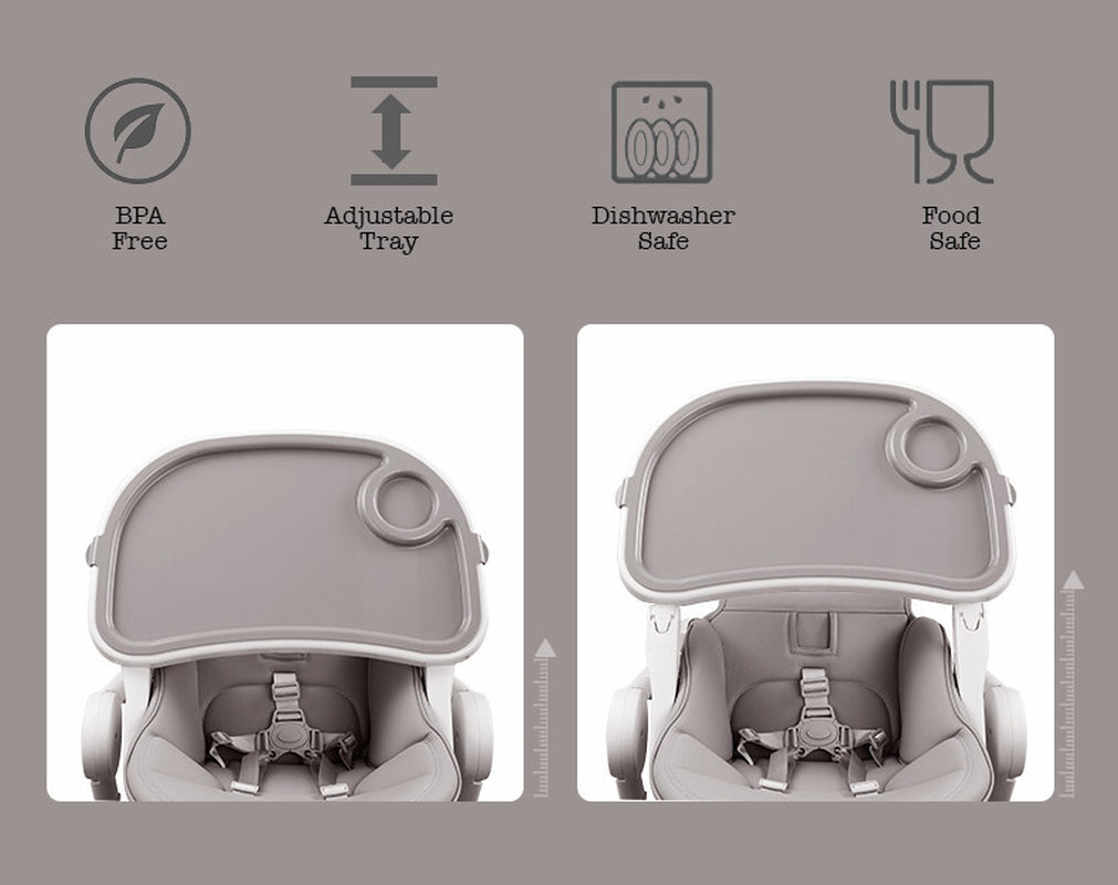 3-In-1 High Chair for Baby Kids Seat Highchair with Activity Toys - Grey/ White