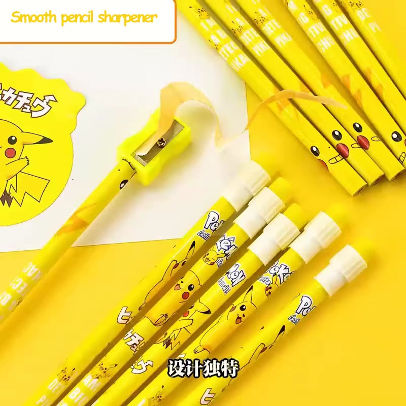 12Pcs Pokemon Pikachu Anime Figure Cartoon Pencil Pokemon Kids Pencil Kawaii Student Stationery Children'S Birthday Xmas Gift
