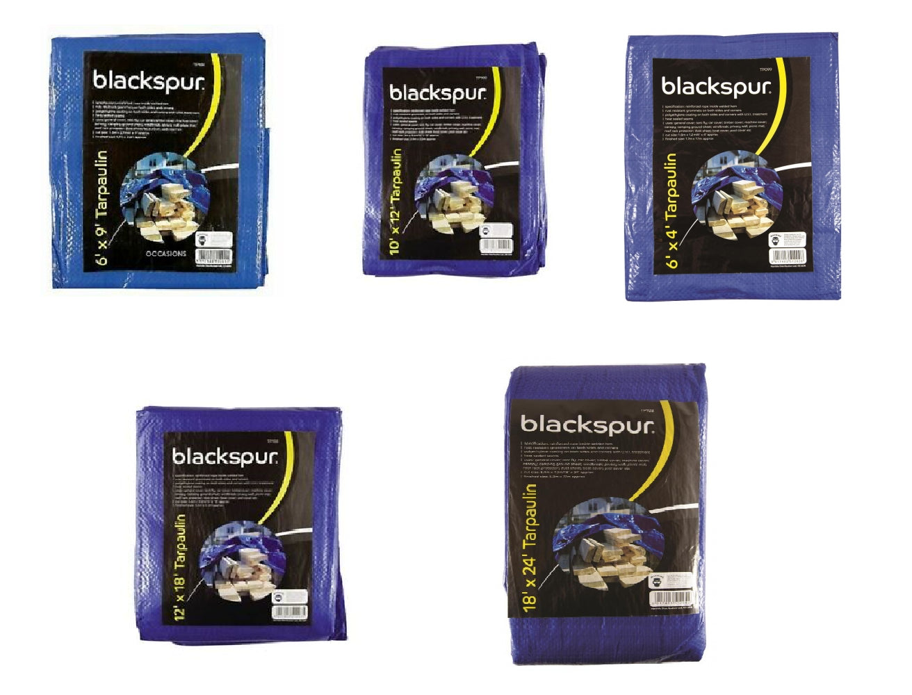 Blackspur Weather and Waterproof Blue Tarpaulin Sheet Protector Camping-Variou