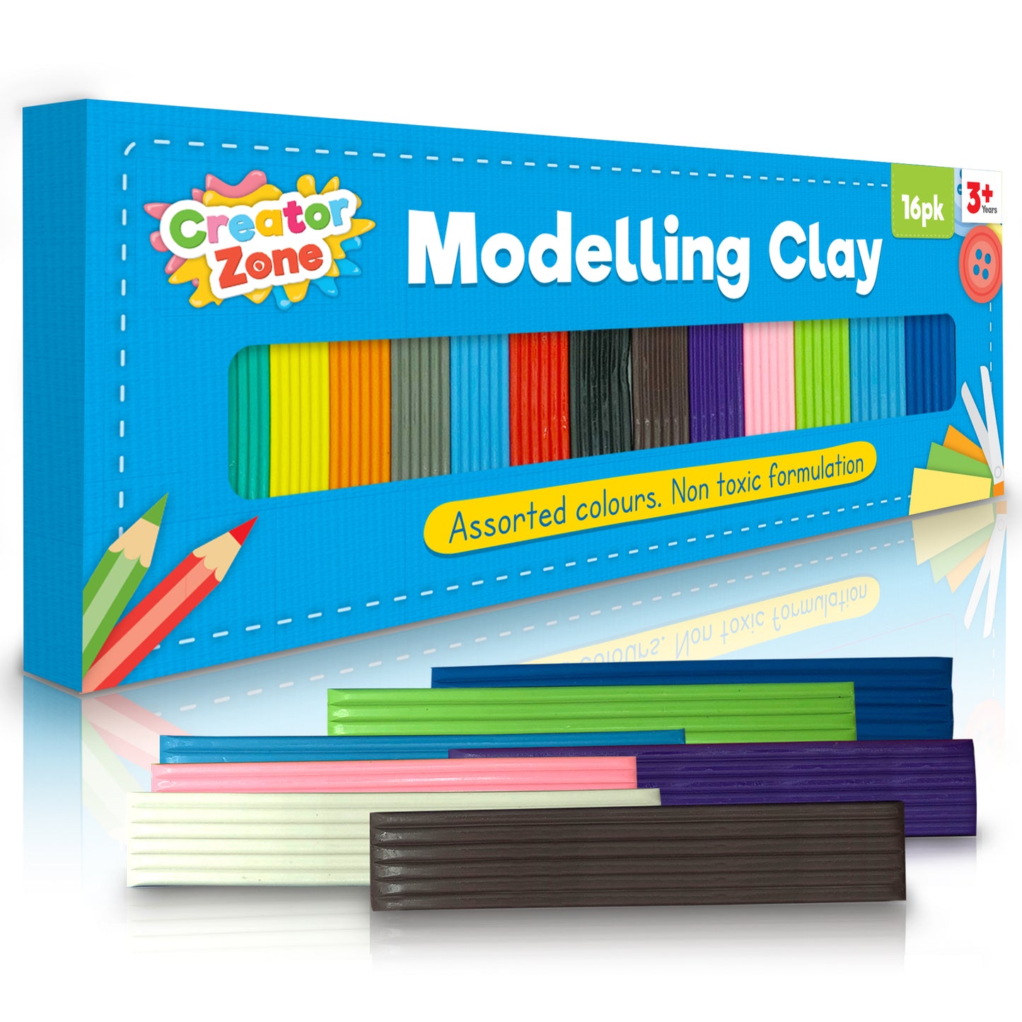 16Pk Kids Modelling Clay Set 16 Colours Plasticine Putty Strips Children Craft