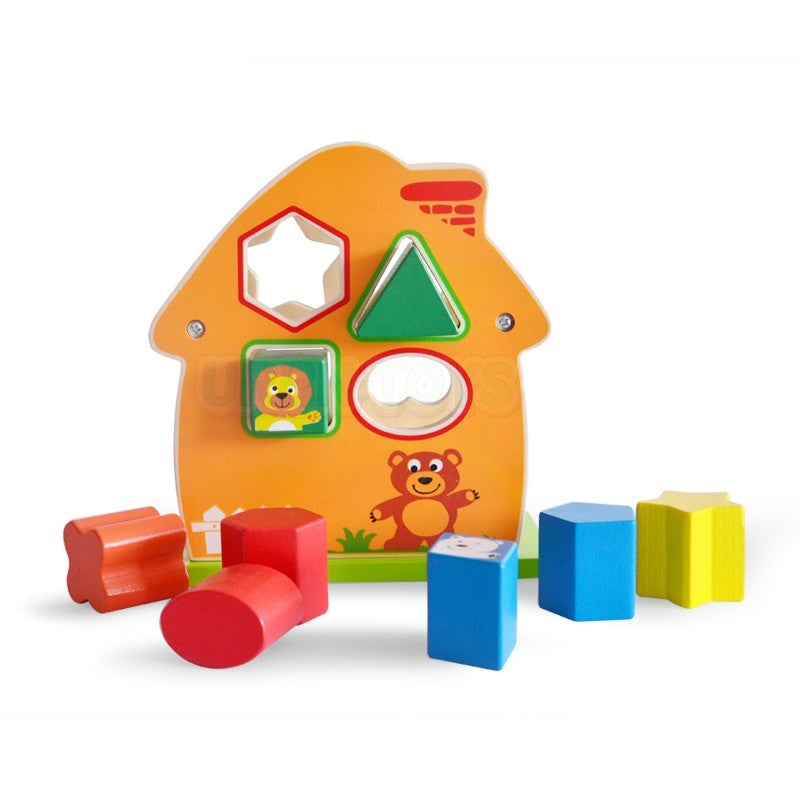 Kids Animal Colourful Wooden House Shape Sorter Play Box Toddler Preschool Toy