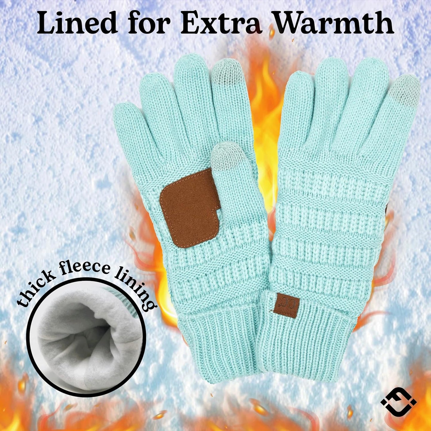 Winter Gloves Women Cold Weather Touch Screen Knit Matching Lined Warm Fleece Lined Touchscreen Texting
