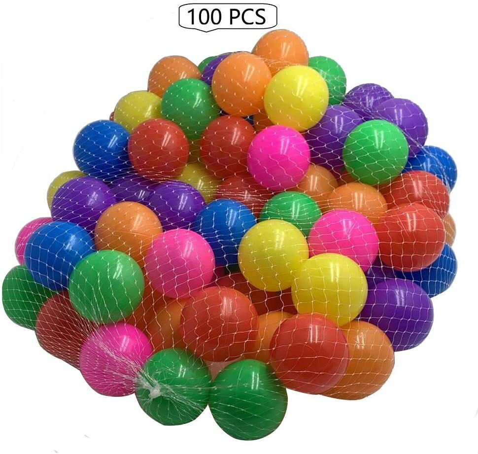 100 Pack PLASTIC SOFT PLAY BALLS for CHILDREN PIT BALL MULTICOLOURED