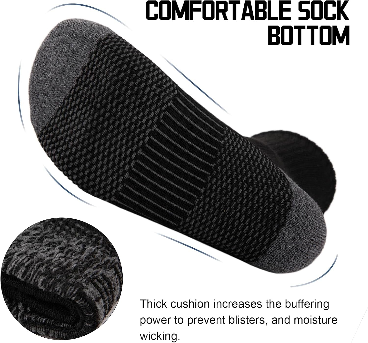 12 Pack Crew Socks for Men Half Cushion Moisture Wicking Athletic Socks