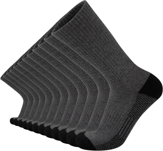 12 Pack Crew Socks for Men Half Cushion Moisture Wicking Athletic Socks