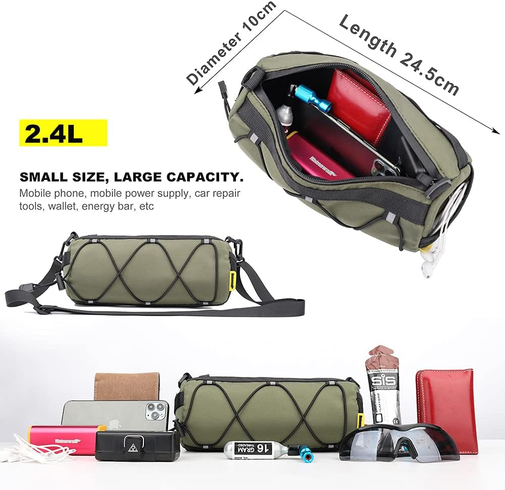 Bike Handlebar Bag, Bicycle Front Bag Frame Storage Roll Bag Mountain Road Bikes Commuter Shoulder Bag Professional Cycling Accessories