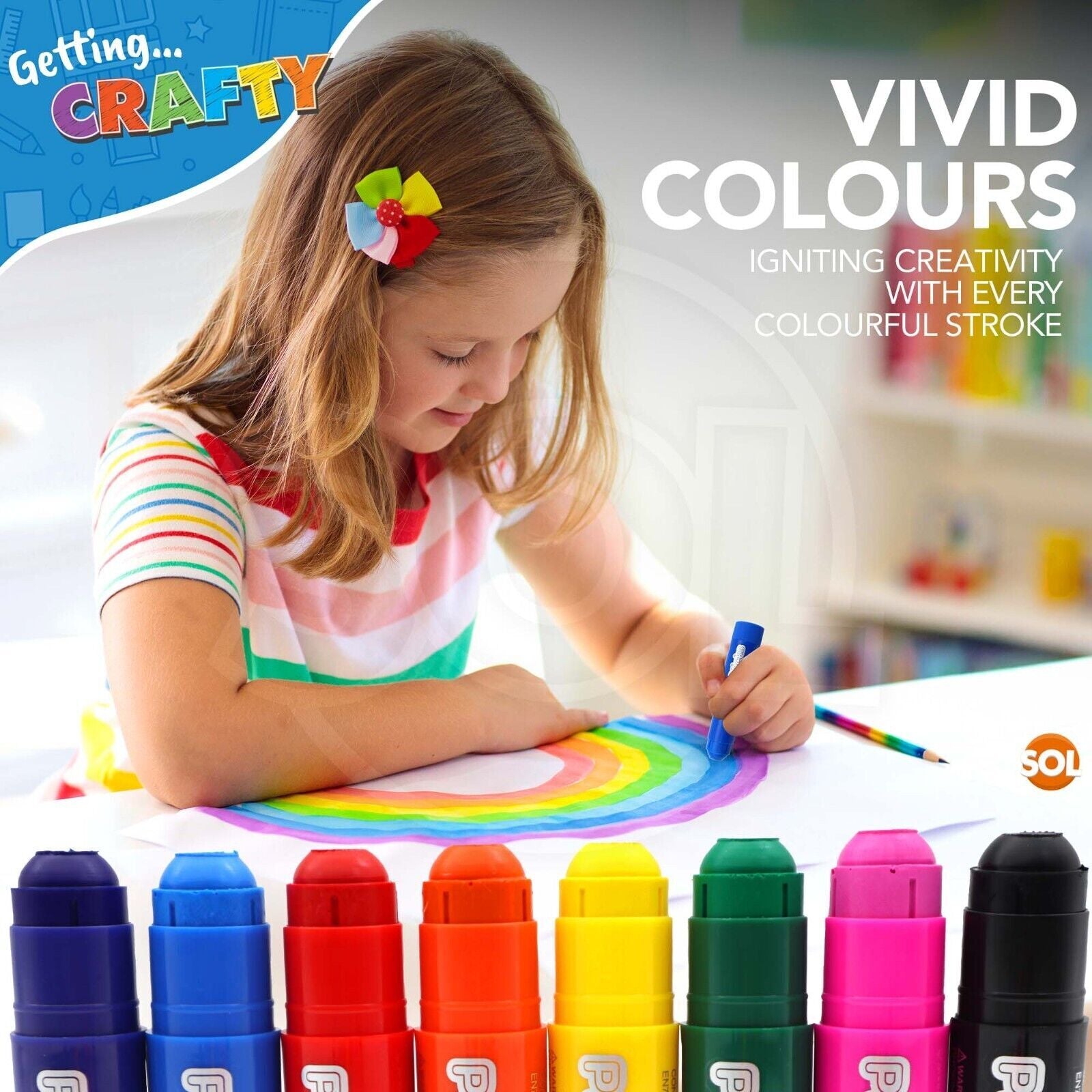 8-24PK Paint Sticks for Kids Children Assorted Colours Painting Arts Crafts Set