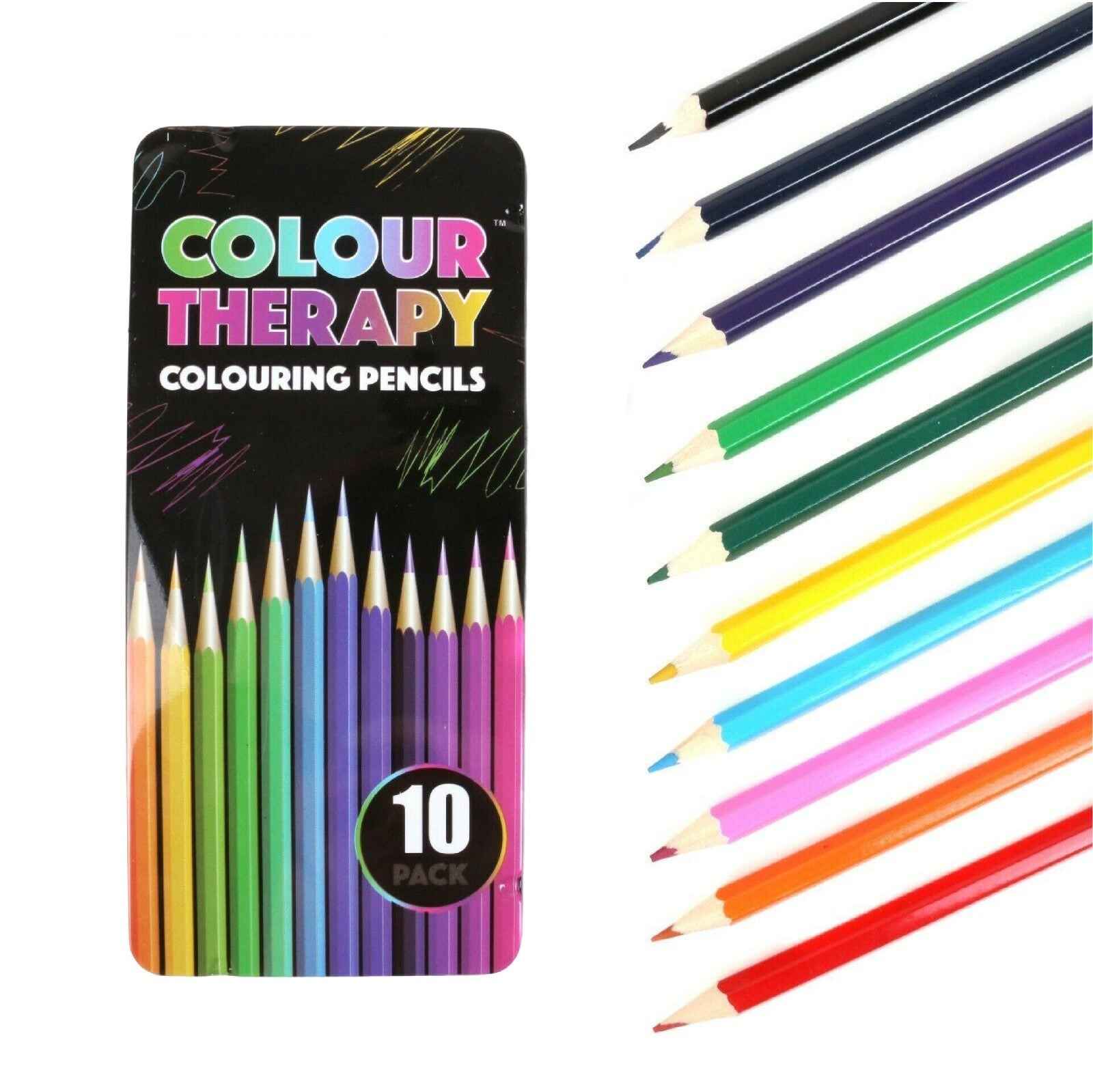 COLOURED PENCILS COLOUR THERAPY QUALITY DRAWING SKETCHING TONES ART 10Pk