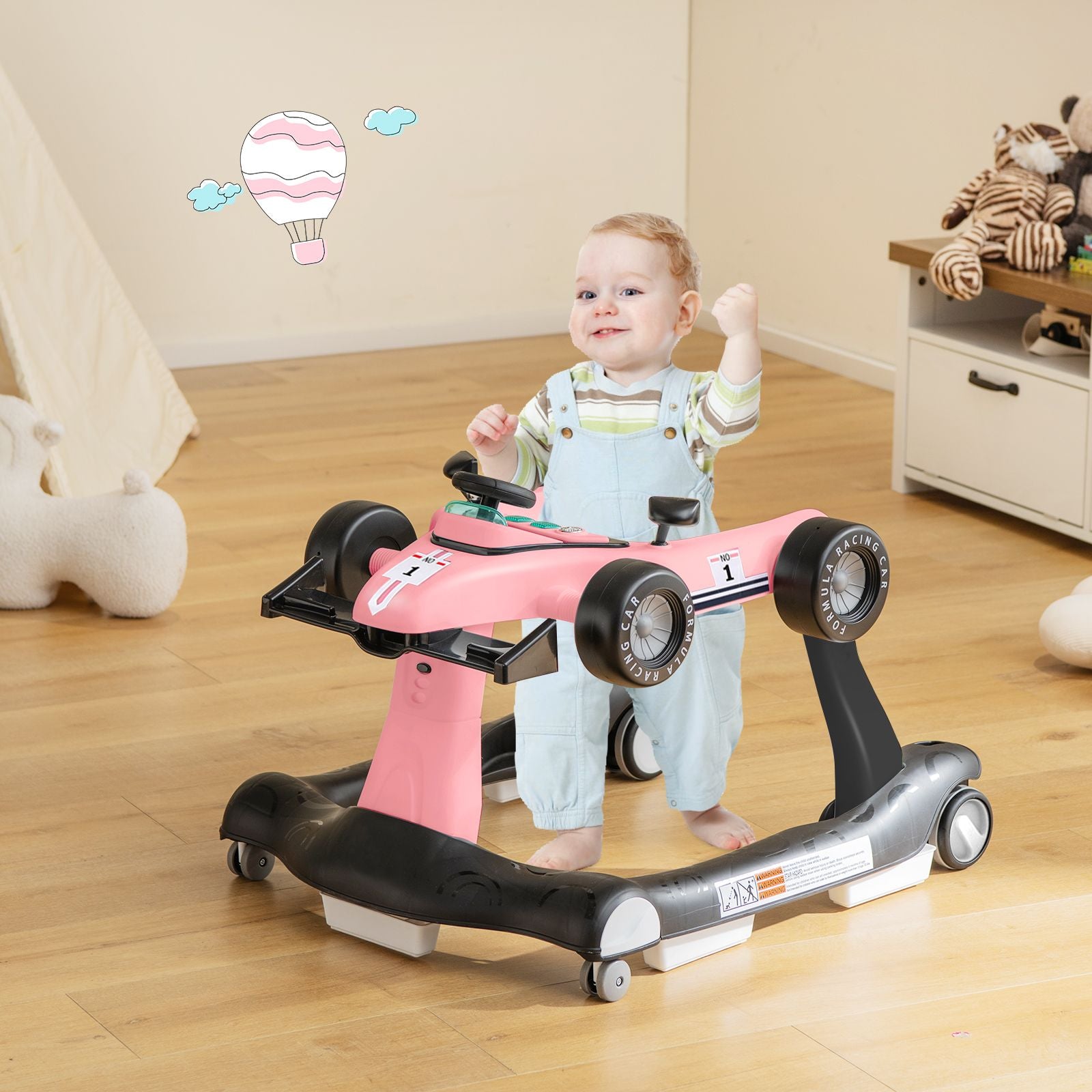 4-In-1 Baby Push Walker with Adjustable Height and Speed