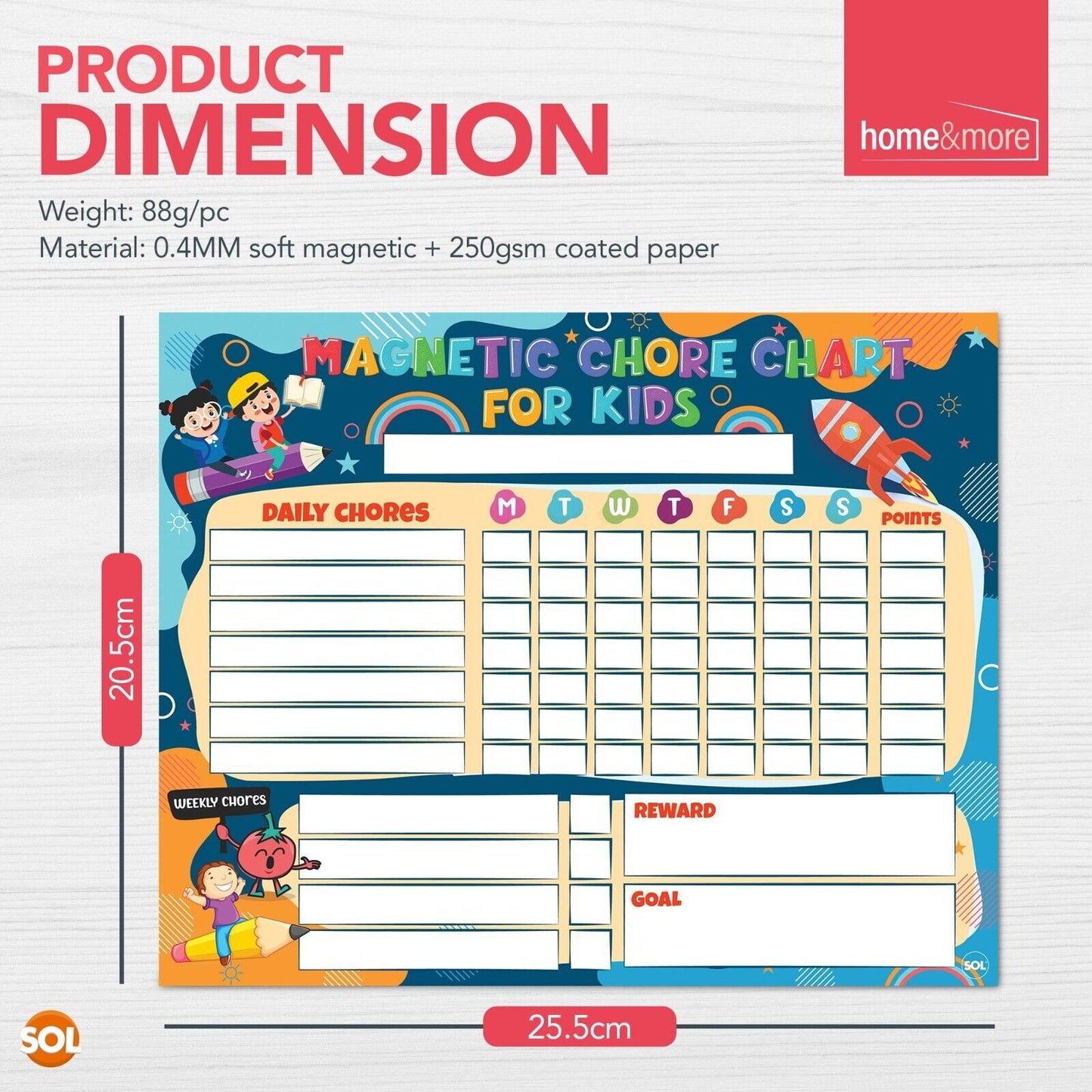 2Pk Reward Chart Magnetic Reusable Behaviour Chore for Kids Children + Wipe Pens