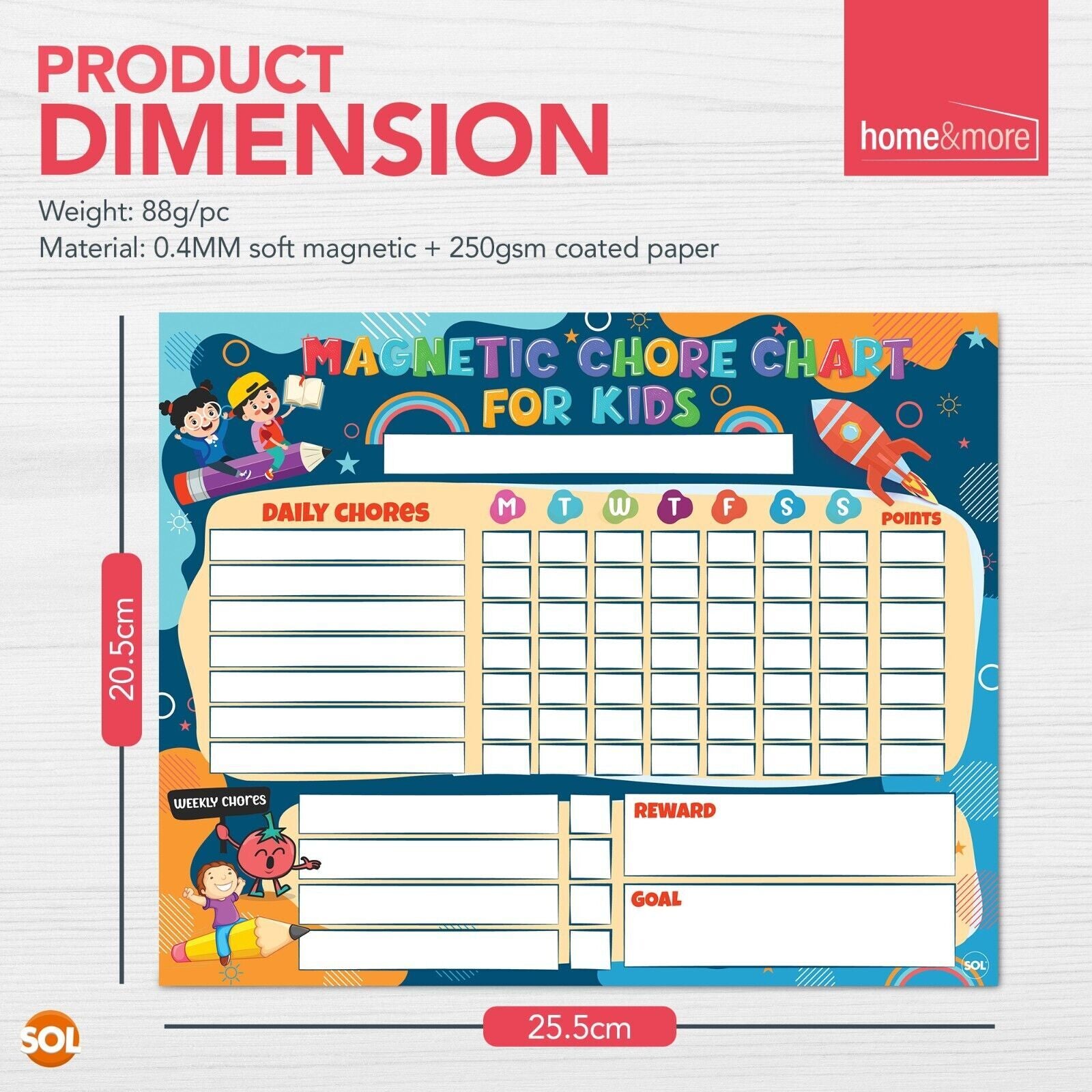 2Pk Reward Chart Magnetic Reusable Behaviour Chore for Kids Children + Wipe Pens