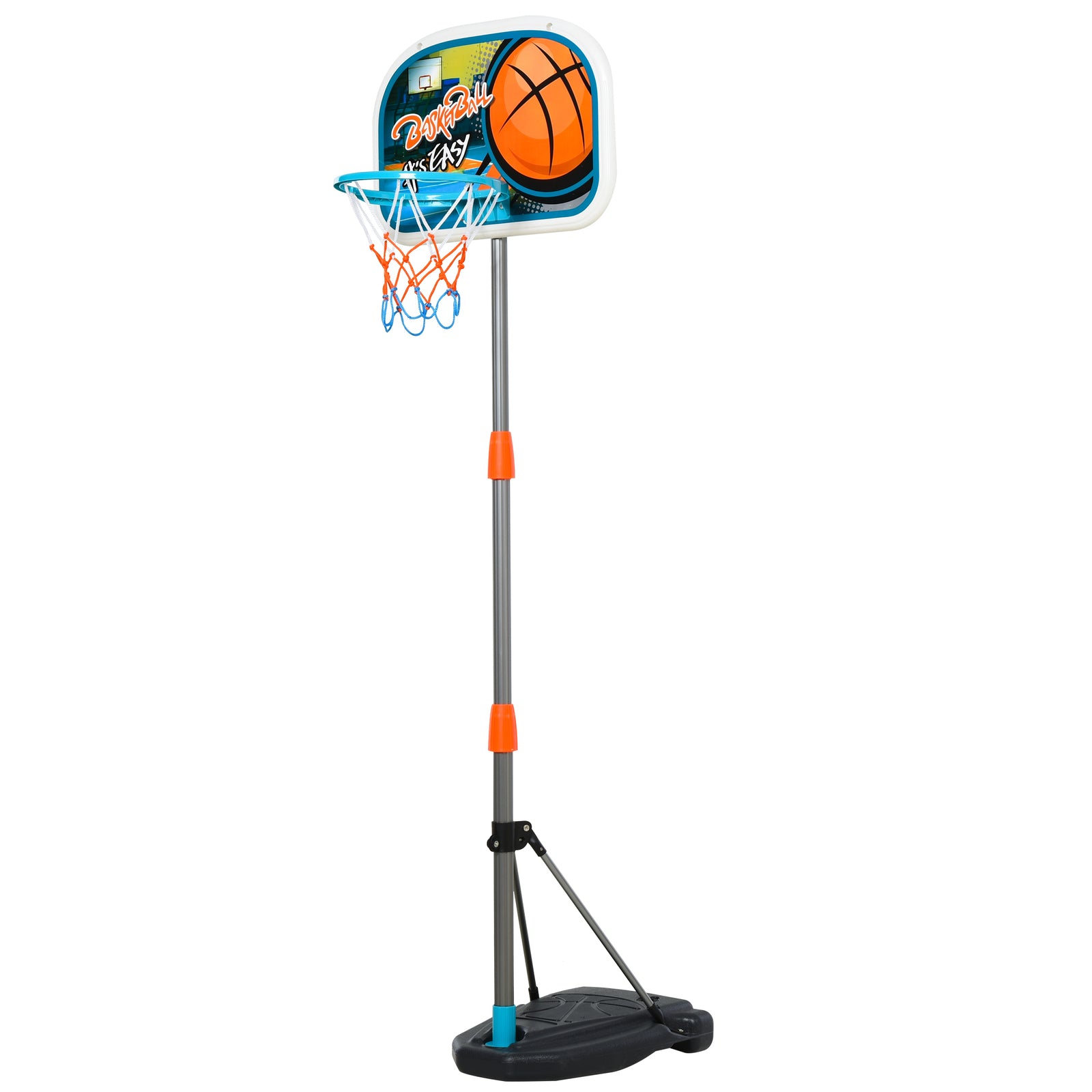 3 Pcs Kids Basketball Set W/ Hoop Ball Pump Height Fillable Base 3-8 Yrs
