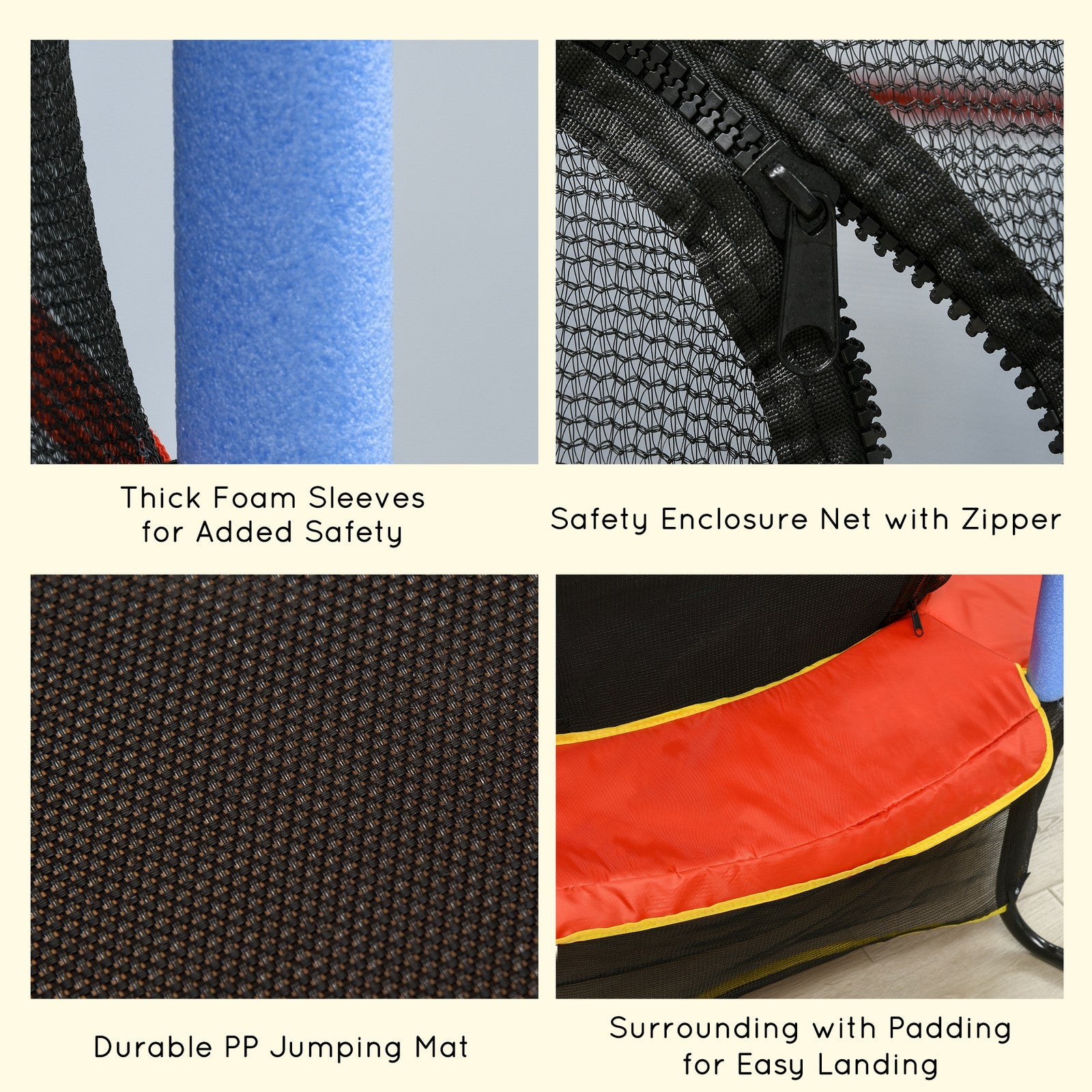 Kids Trampoline W/Enclosure Net Zipper Safety Pad Indoor Outdoor for 3-10 Years