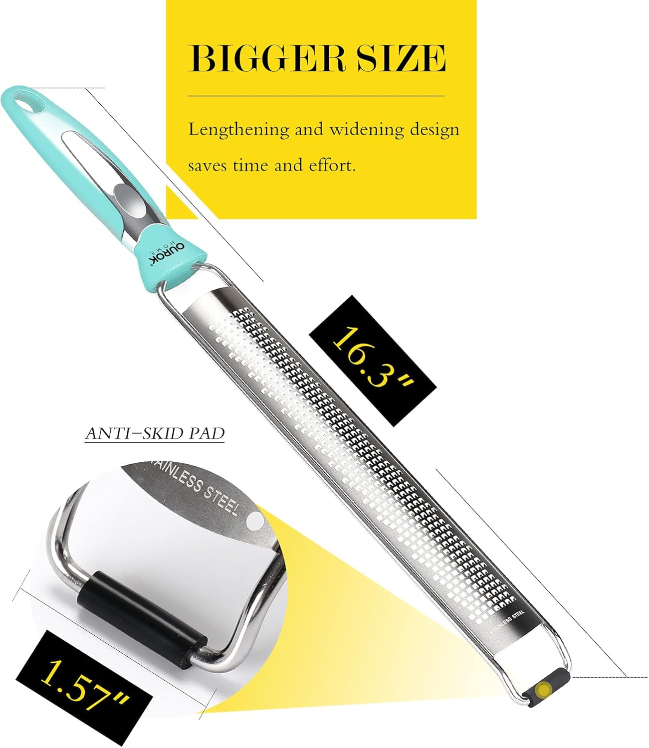 Kitchen Lemon Zester, Stainless Steel Hand Held Parmesan Cheese Grater for Ginger, Chocolate, Coconut, Lime, Nutmeg, Citrus, Fruit, Vegetable with Cleaning Brush, Dishwasher Safe, Blue