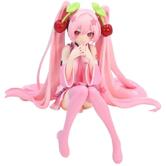 12Cm Hatsune Miku Anime Figure Pink Dress PVC Model Action Toys Cherry Pink Cherry Blossom Decoration Collect for Birthday Gift