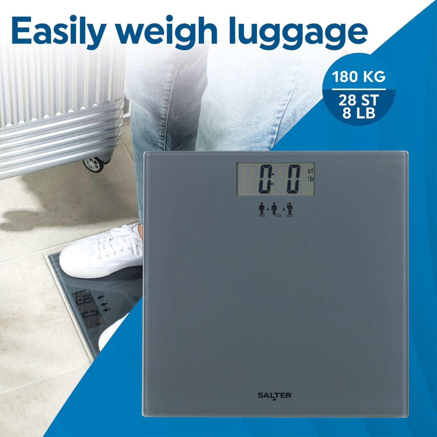 Salter Bathroom Scale Add & Weigh for Babies Pets, Luggage Easy Read LCD Display