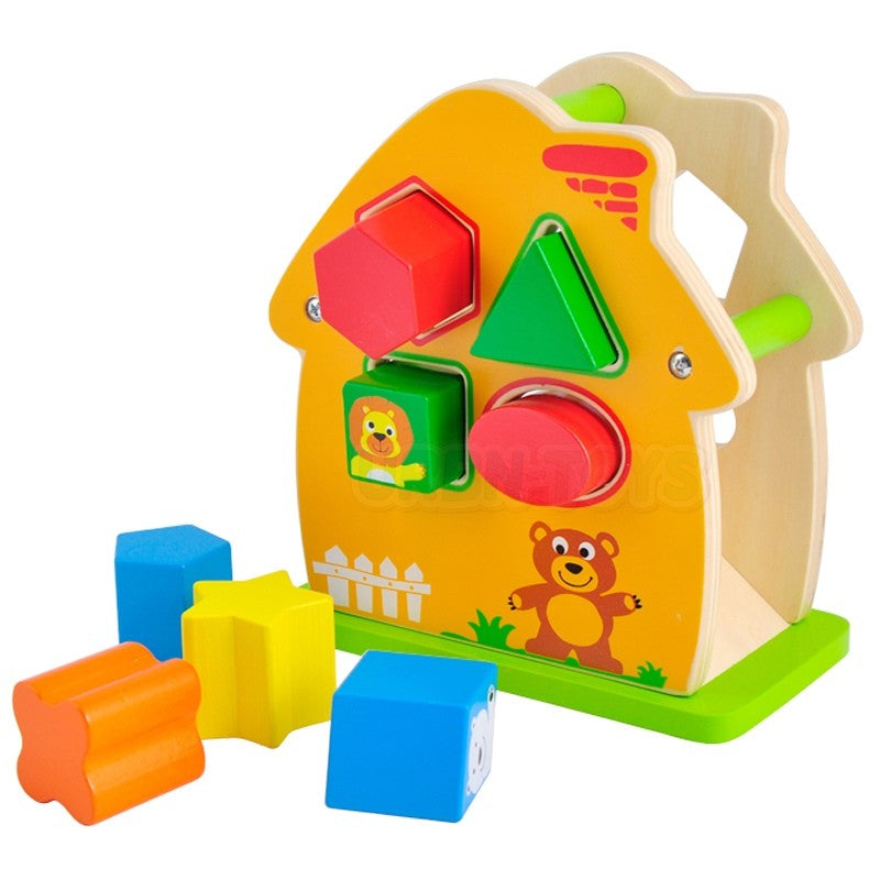 Kids Animal Colourful Wooden House Shape Sorter Play Box Toddler Preschool Toy