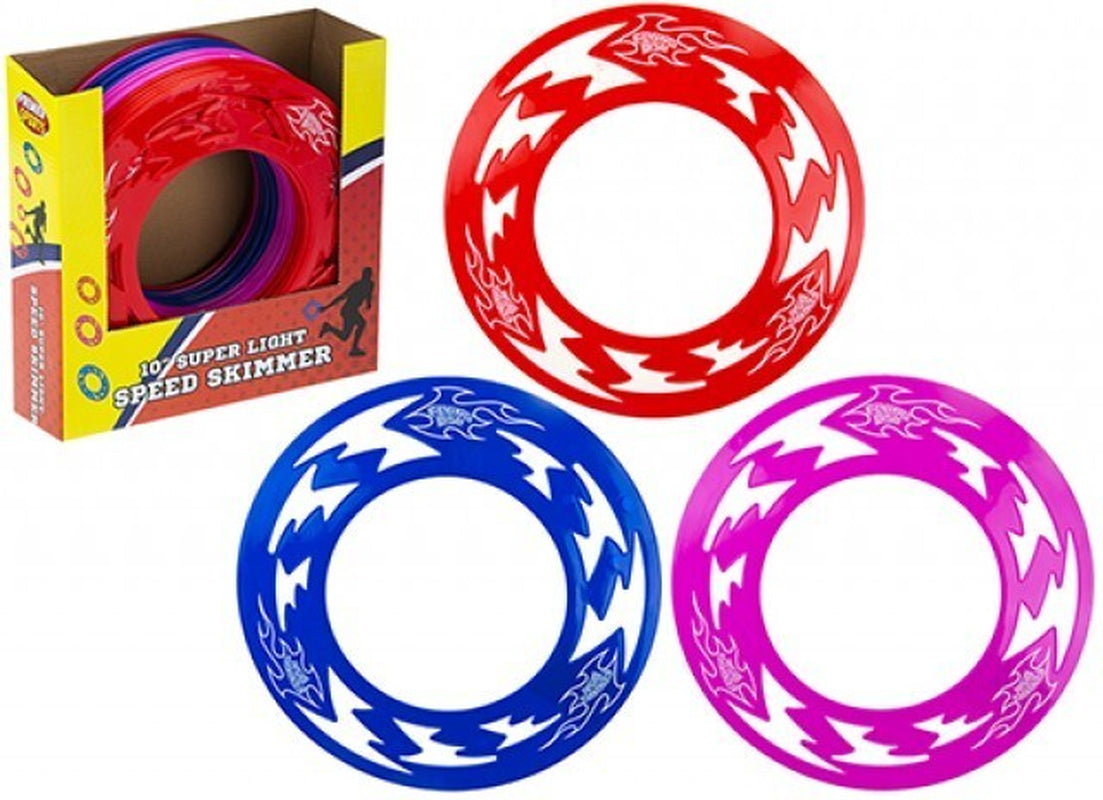Lightweight Speed Disc Skimmer Flying Frisbee Ring 10 Inch Wide 26Cm Pink Blue