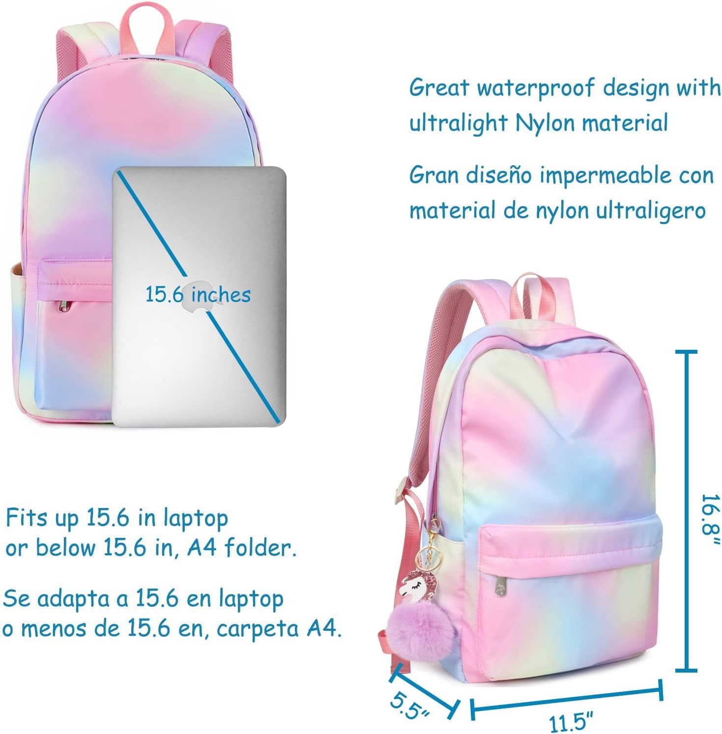 Middle School Backpack for Girls - Elementary School Bookbag for Teen Girls