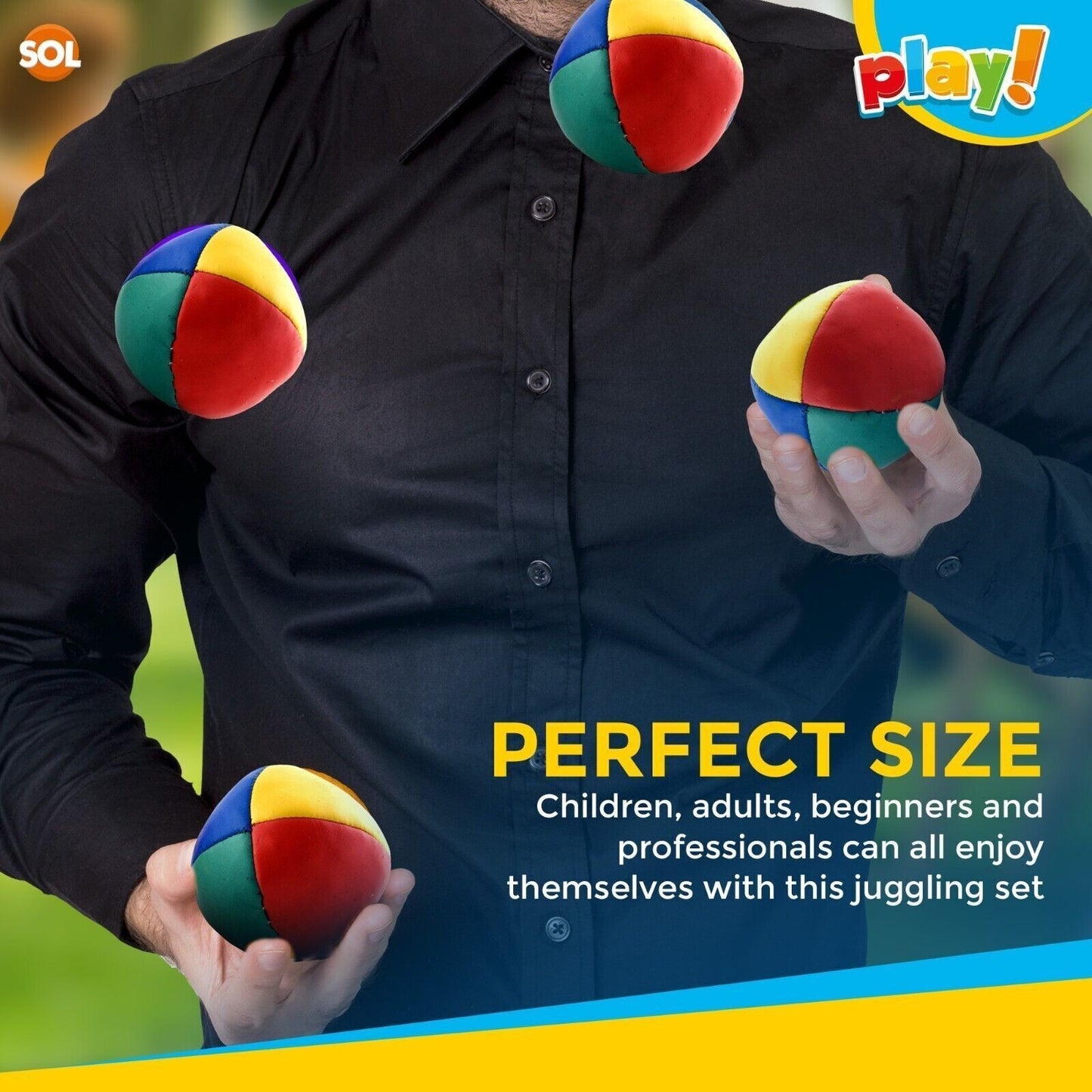 3-36Pk Juggling Balls Professional Pro Learn to Juggle Coloured Set Circus Clown