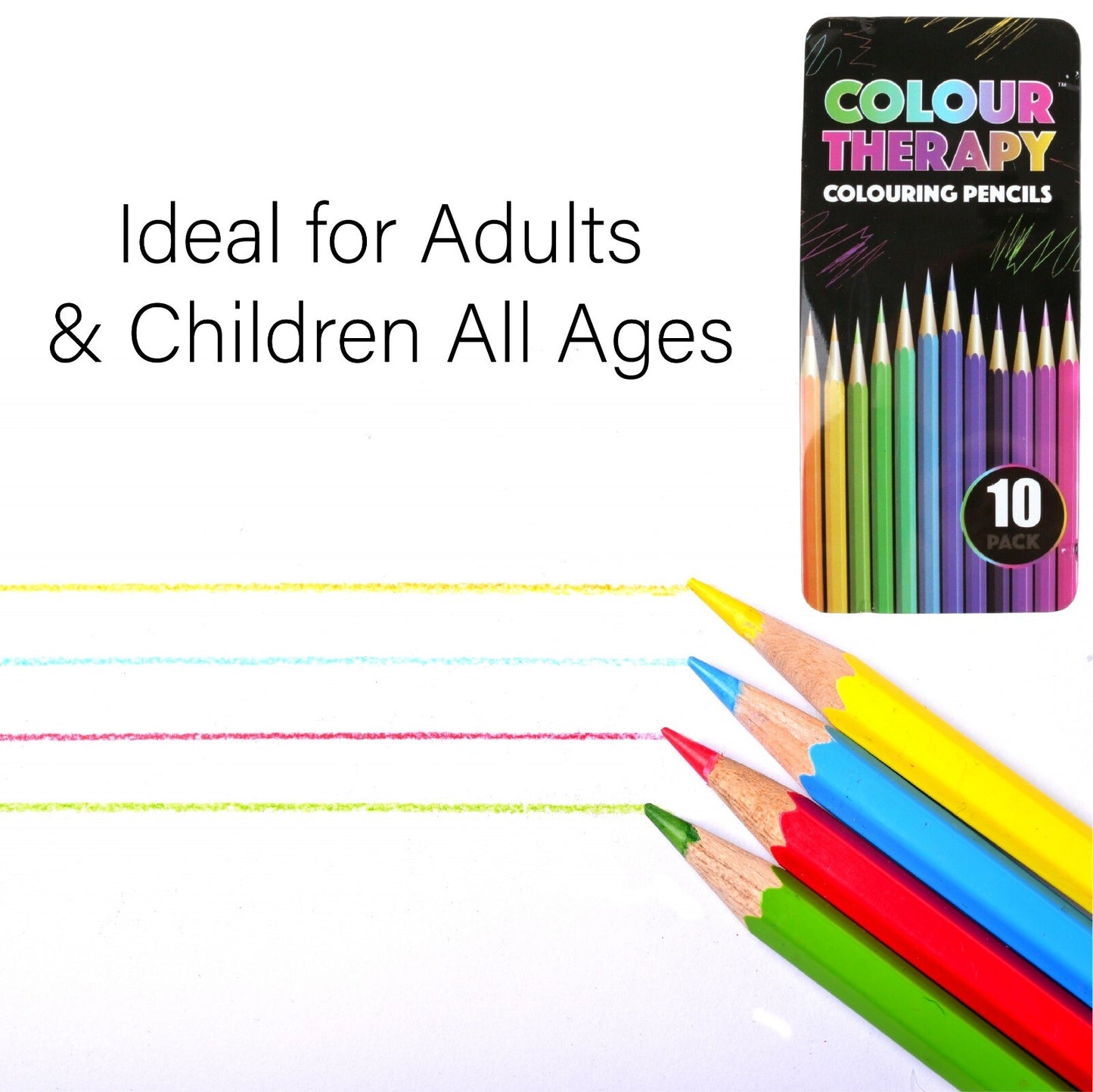 COLOURED PENCILS COLOUR THERAPY QUALITY DRAWING SKETCHING TONES ART 10Pk