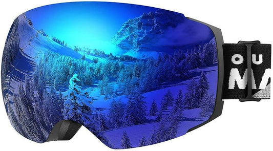 Ski Goggles PRO - Frameless, Interchangeable Lens 100% UV400 Protection Snow Goggles for Men & Women