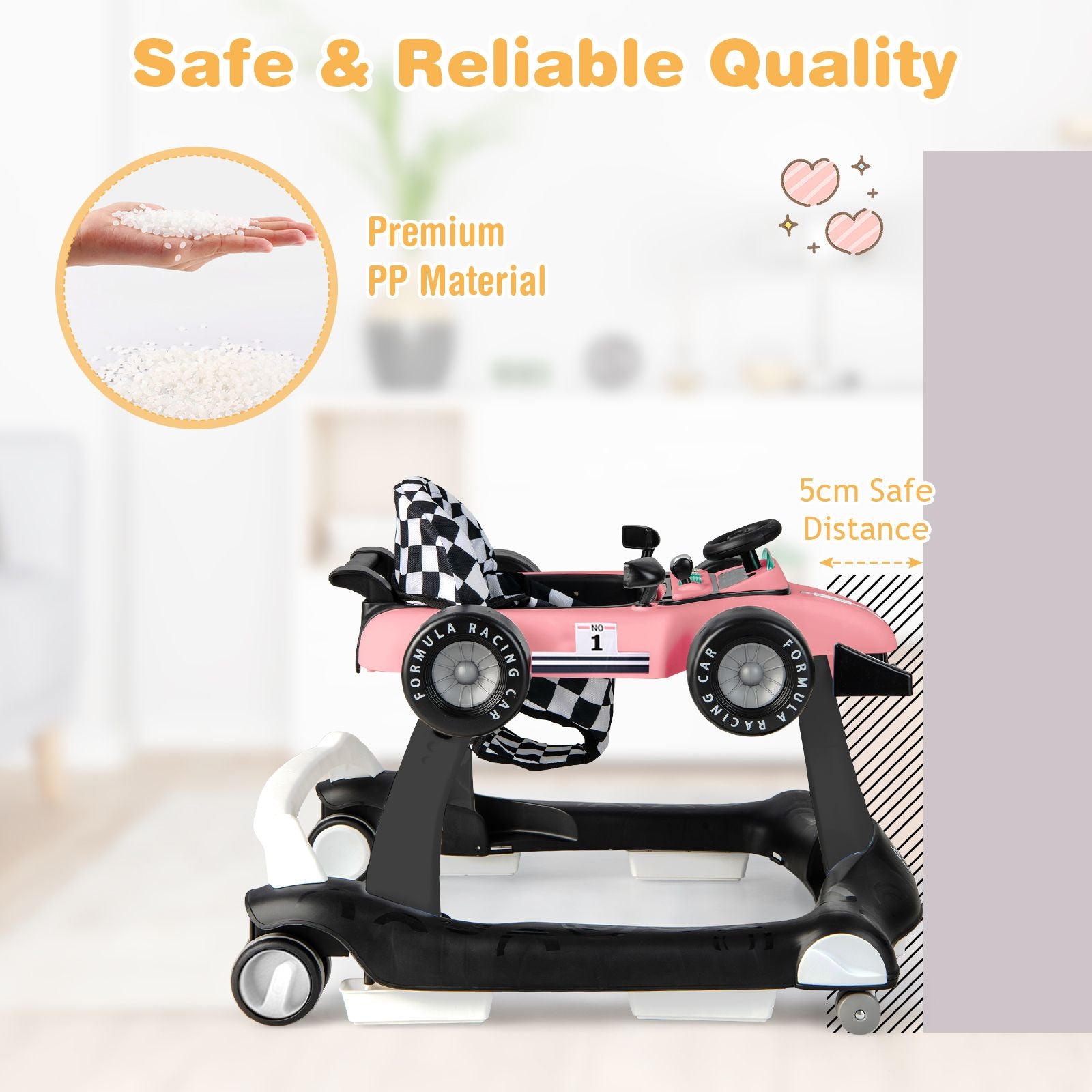 4-In-1 Baby Push Walker with Adjustable Height and Speed