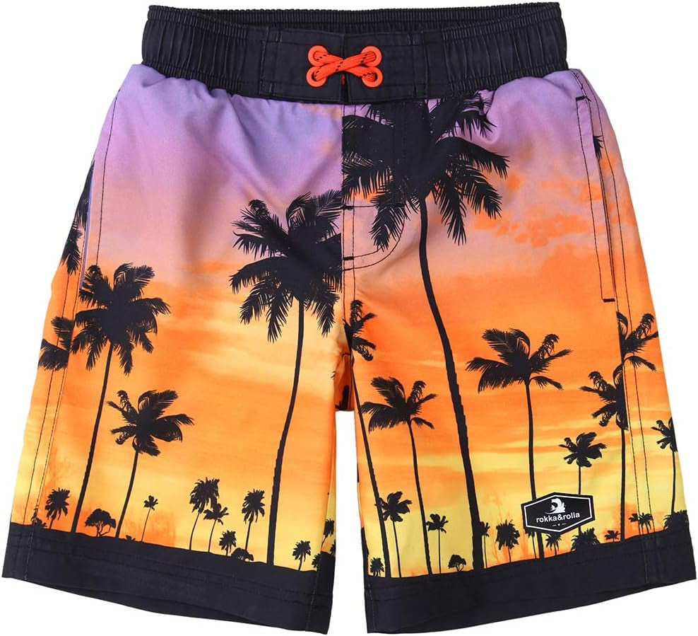 Boys' Swim Trunks UPF 50+ Quick Dry Bathing Suit Swimwear Beach Shorts with Mesh Lining