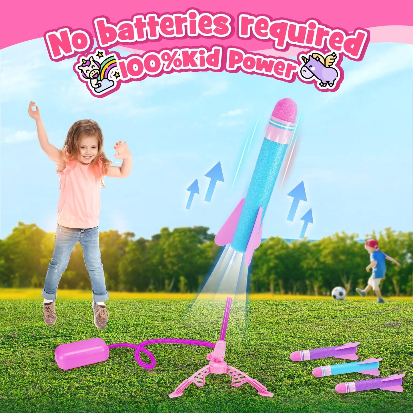 Happygolucky Girls Toys Age 3-12, Rocket Toy Launcher for Kids Toys for 3-10