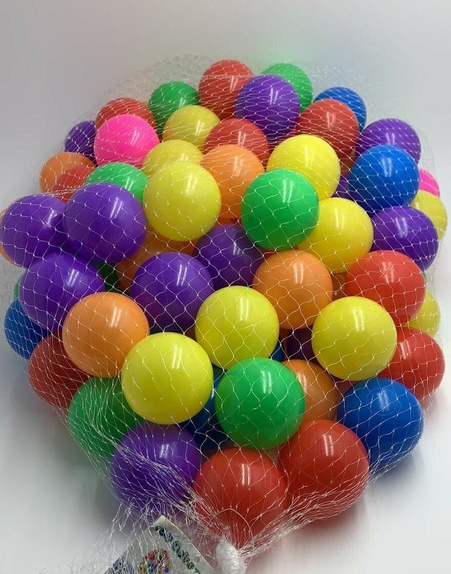 100 Pack PLASTIC SOFT PLAY BALLS for CHILDREN PIT BALL MULTICOLOURED