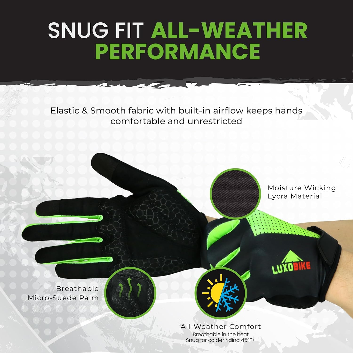 Bike Gloves for Men Women with Anti-Slip Shock-Absorbing Riding Pad, Light Weight Full Finger Cycling Gloves Touch Screen Breathable Mountain Biking Road Bicycle