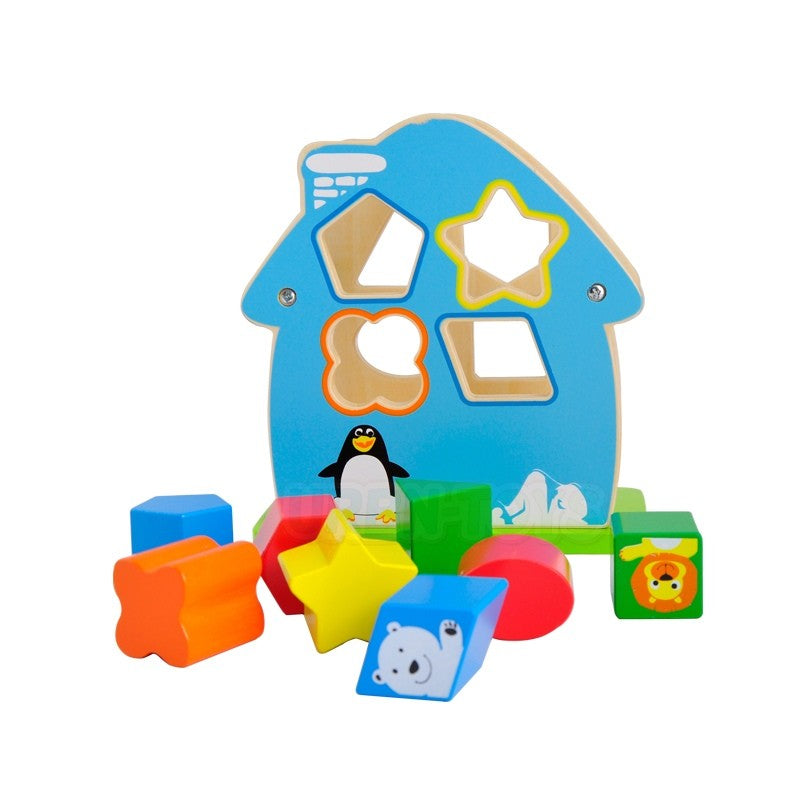 Kids Animal Colourful Wooden House Shape Sorter Play Box Toddler Preschool Toy