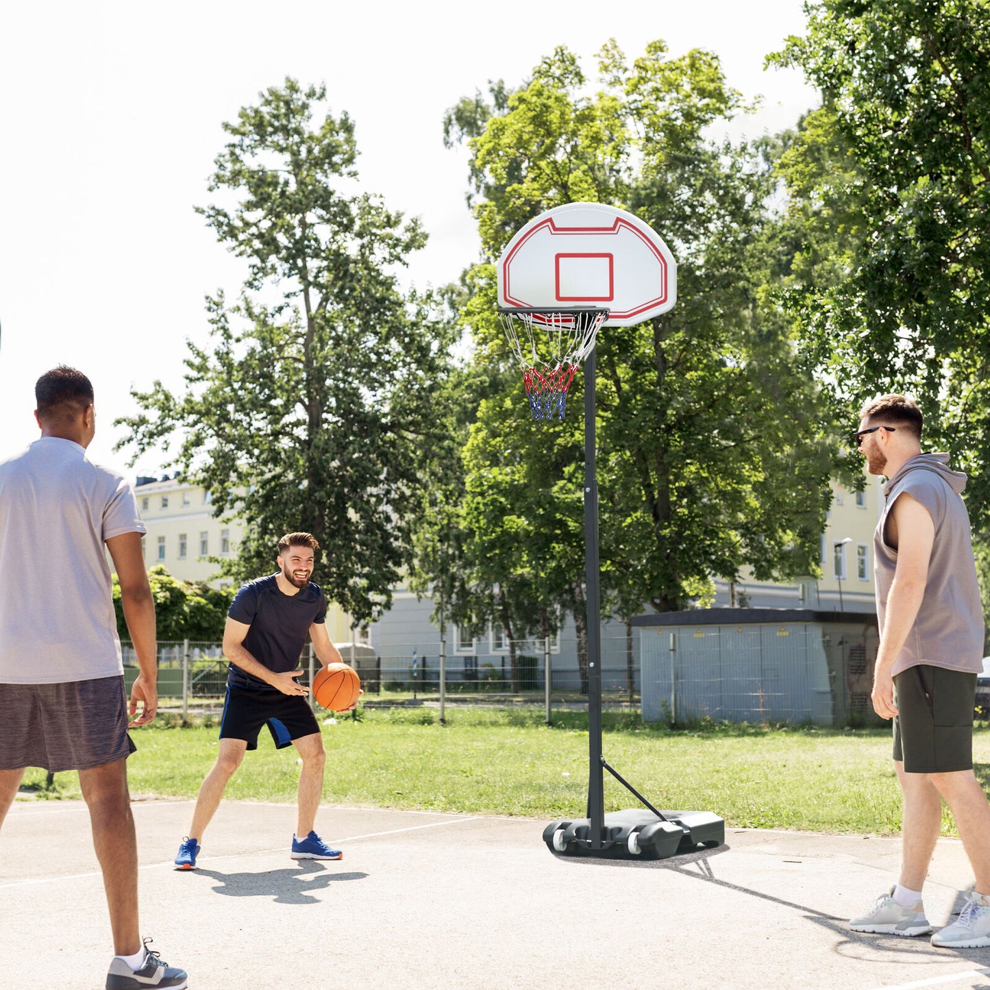 155-210Cm Adjustable Basketball Stand, Sports Backboard W/ Net Hoop, Wheels