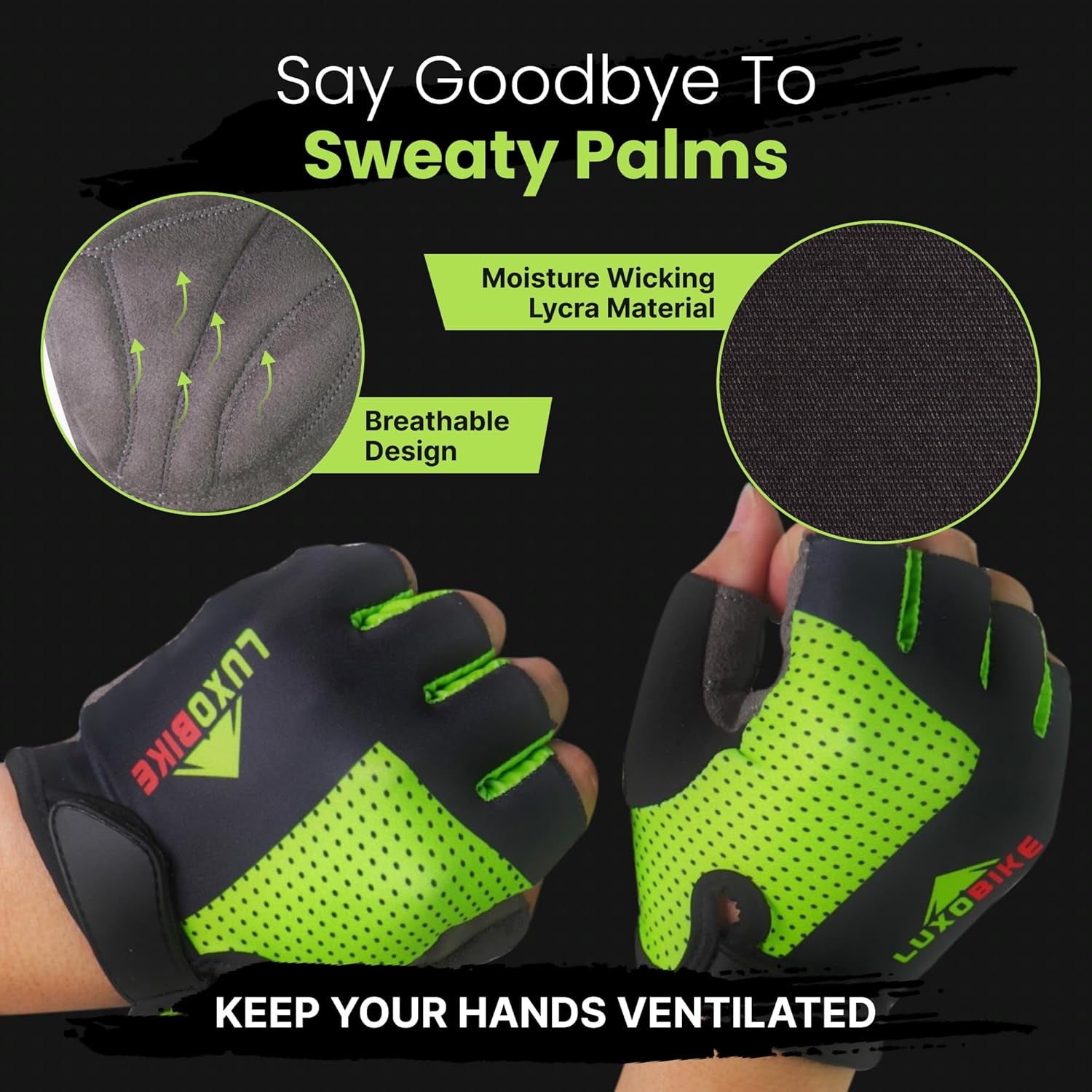 Bike Gloves for Men Cycling Biking Gloves Women - Padded Shock Absorbing Bicycle Riding, Anti-Slip Breahtable Half-Finger 'S for Mountain Biker Ebike
