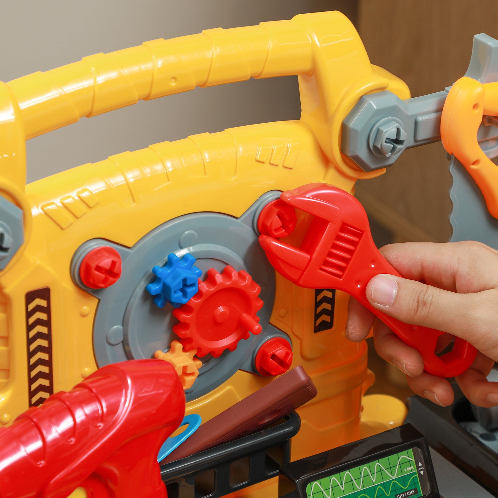 102-Piece Kids Tool Bench with Electric Drill, Storage, for 3-6 Years, Yellow