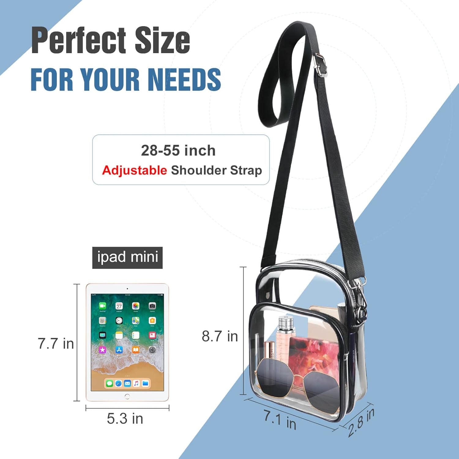 Clear Purse for Women, Clear Bag Stadium Approved, Transparent Crossbody Bag