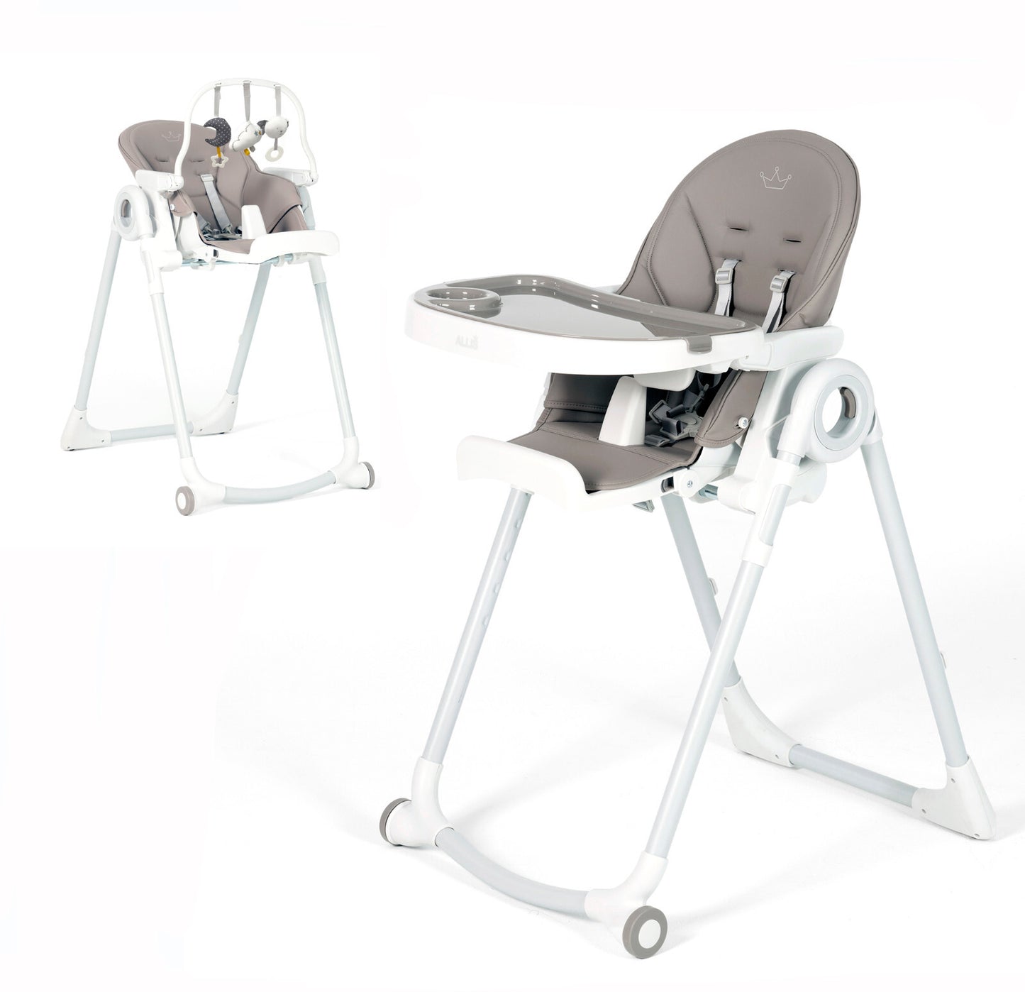 3-In-1 High Chair for Baby Kids Seat Highchair with Activity Toys - Grey/ White