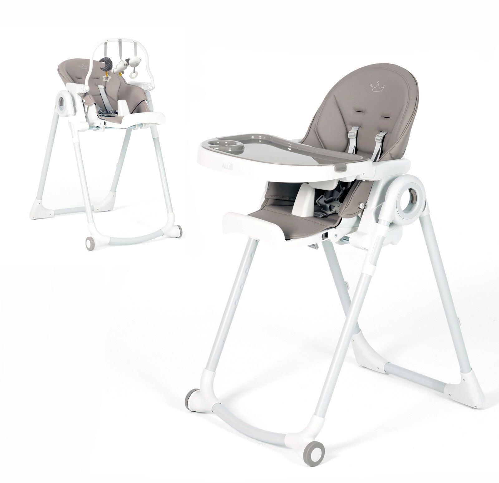 3-In-1 High Chair for Baby Kids Seat Highchair with Activity Toys - Grey/ White