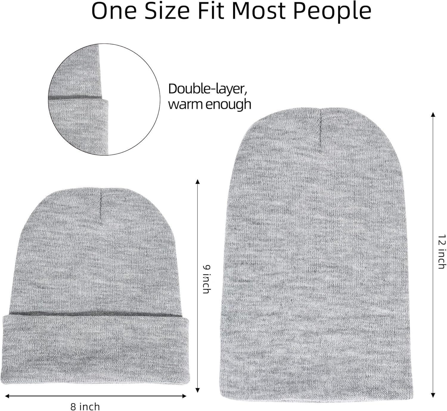 Unisex Beanie Cap Knitted Warm Solid Color and Multi-Color Multi-Packs
