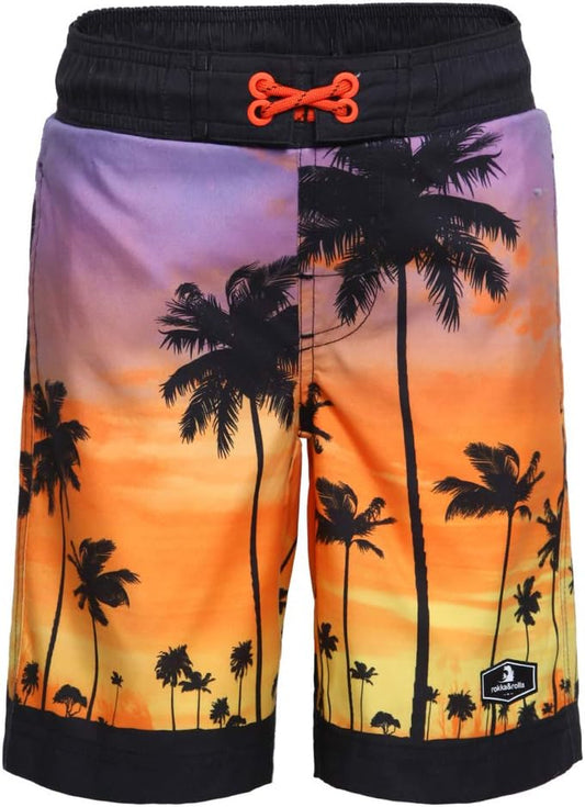 Boys' Swim Trunks UPF 50+ Quick Dry Bathing Suit Swimwear Beach Shorts with Mesh Lining