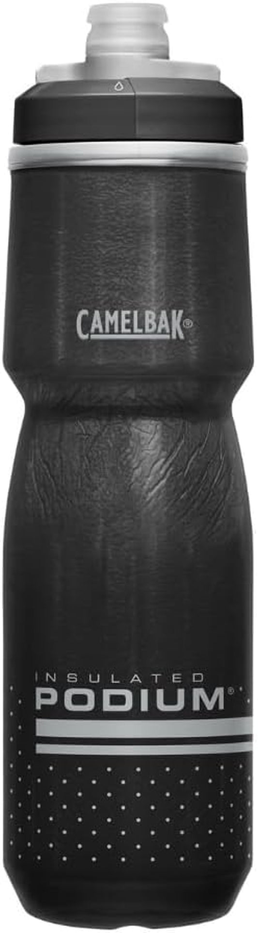 Podium Chill Insulated Bike Water Bottle - Easy Squeeze Bottle - Fits Most Bike Cages - 24Oz, Black